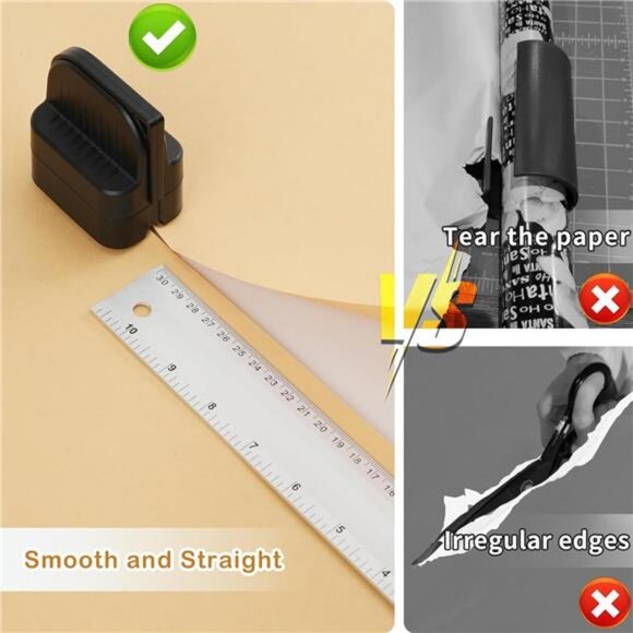 2Pcs Wrapping Paper Cutter, Gift Wrap Cutter with 2 Replaceable Blade 4 Wheels - Picture 6 of 7